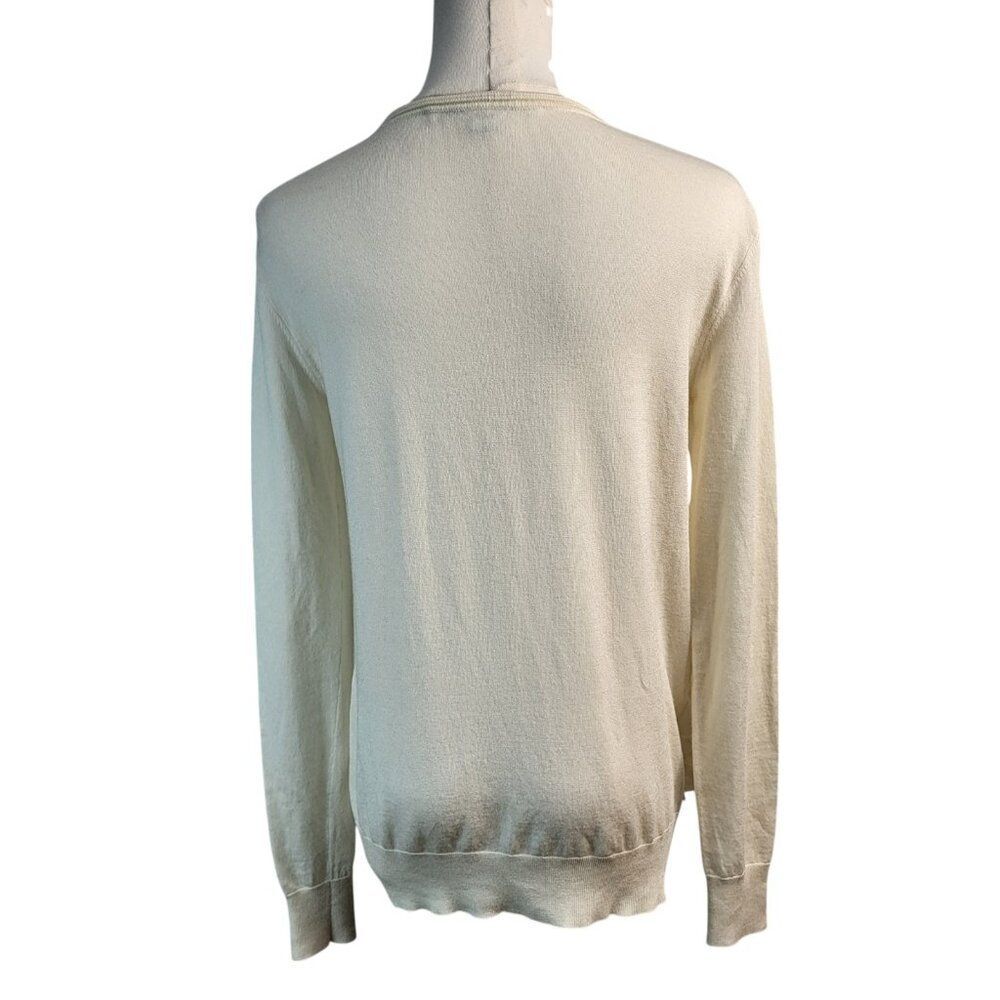 Authentic DVF Small Petite White Sweater Merino Wool Viscose Tiered Ruffles - Picture 7 of 15